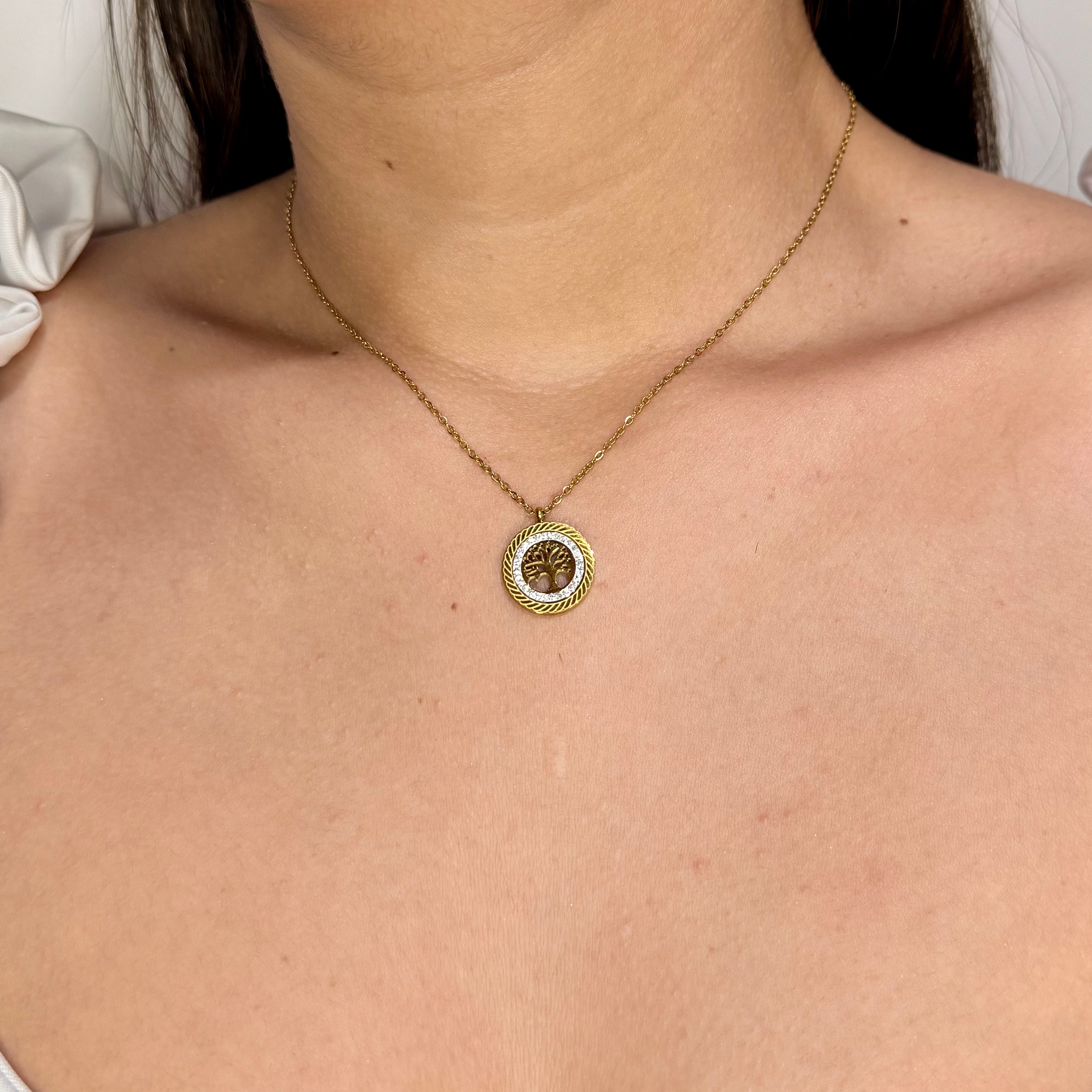 Cadena Aros Mujer + Dije Arbol De Vida