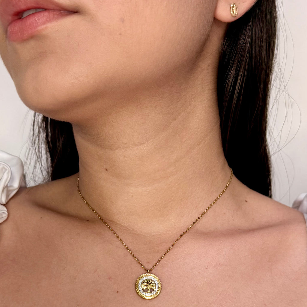 Cadena Aros Mujer + Dije Arbol De Vida