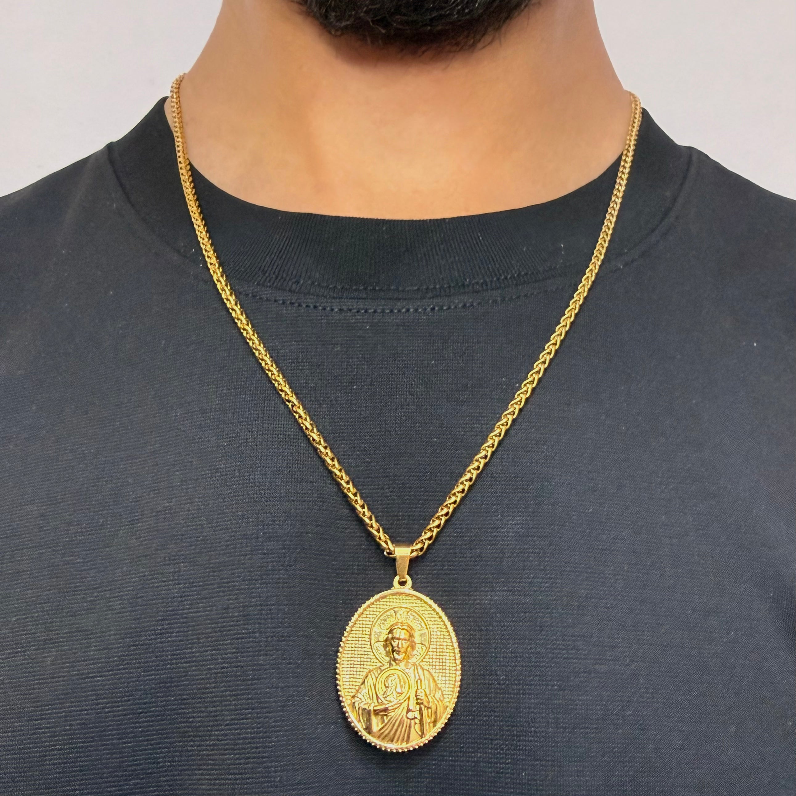 Cadena Trigo Hombre + Dije San Judas