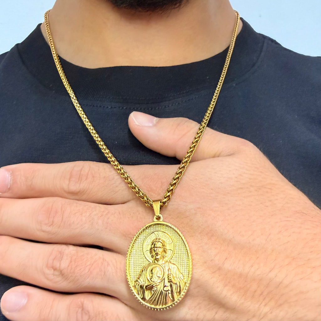 Cadena Trigo Hombre + Dije San Judas