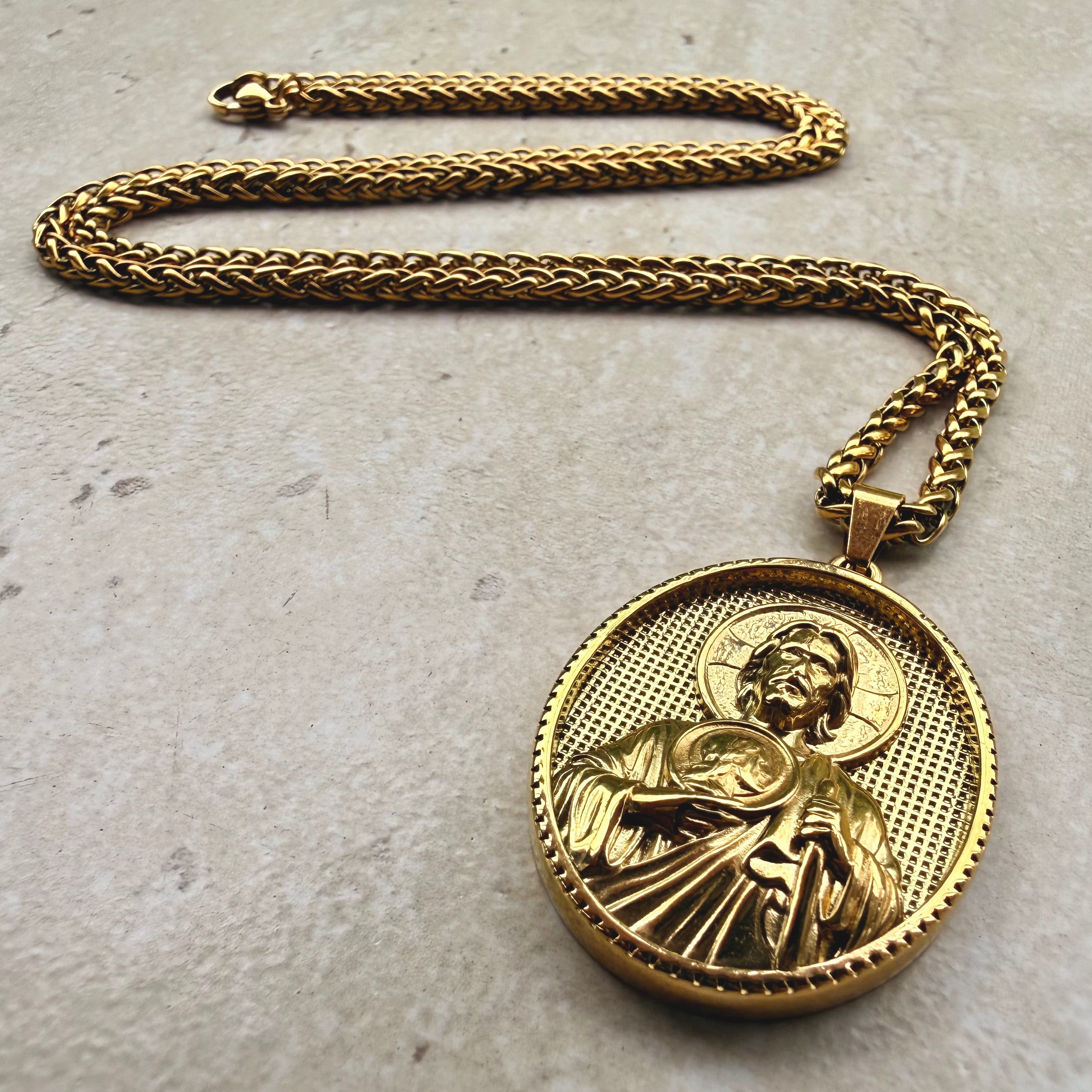 Cadena Trigo Hombre + Dije San Judas