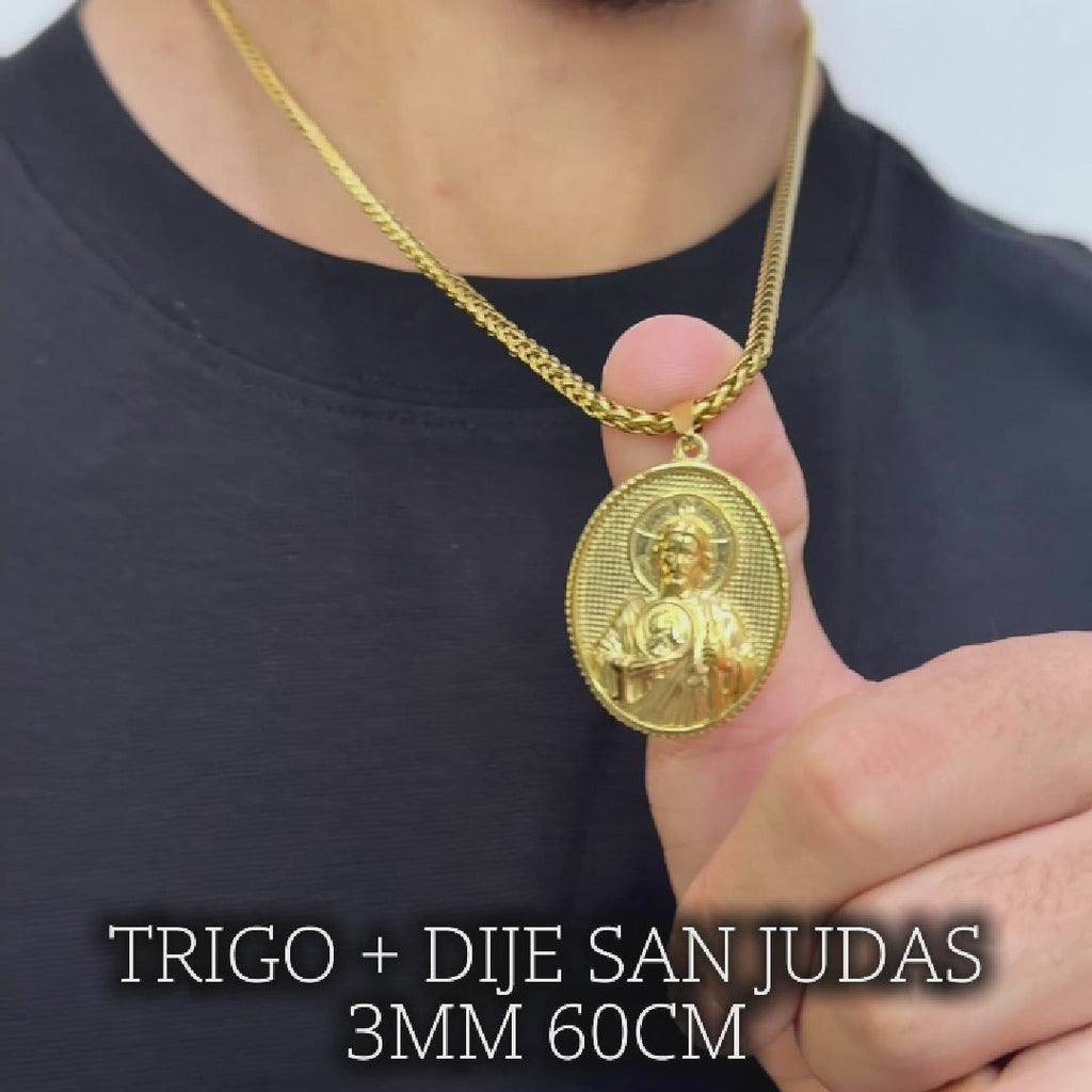 Cadena Trigo Hombre + Dije San Judas